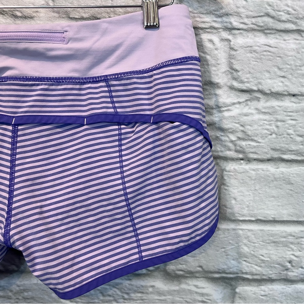 RARE sz 8 Lululemon Speed Short Classic Stripe Iris Flower Pretty Purple Run - Picture 7 of 12